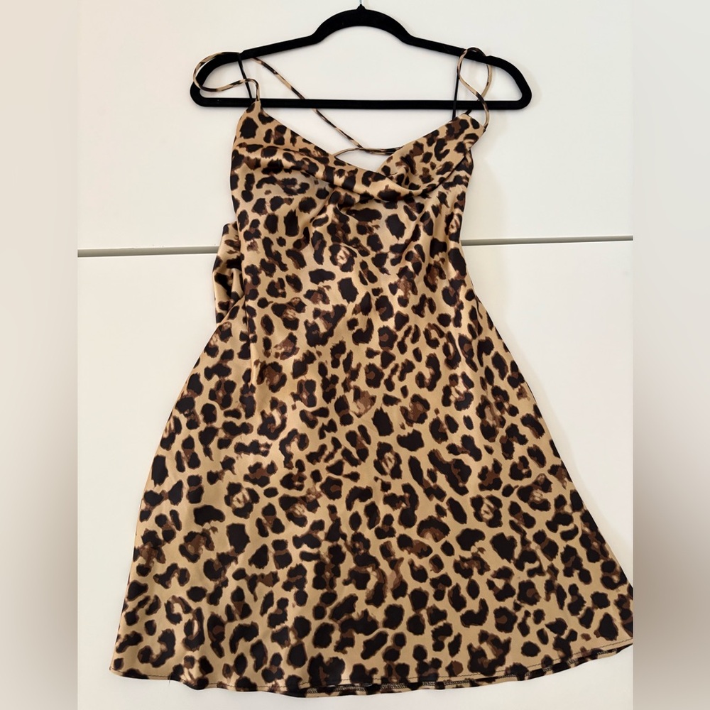 Zara Sayin Leopard Print Dress with lace up back detail